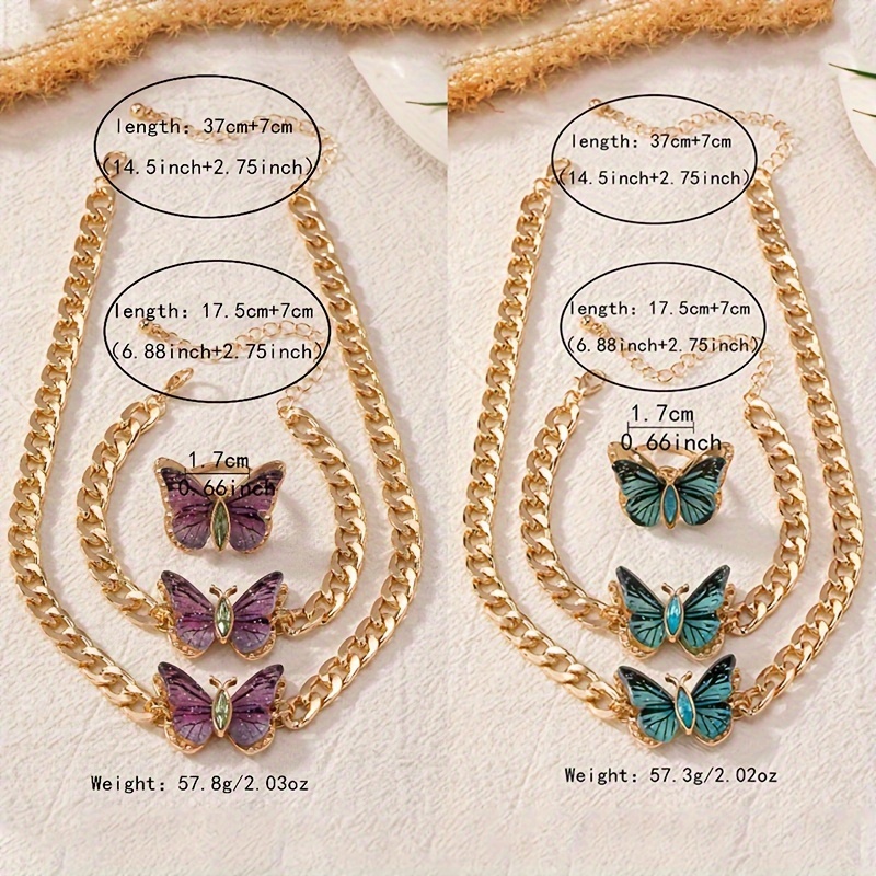Colorful Purple Butterfly Jewelry Set